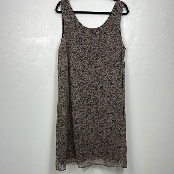 Robbie Bee Vintage 100% Silk Leopard Print Sleeveless Dress Size 16W - Picture 1 of 8